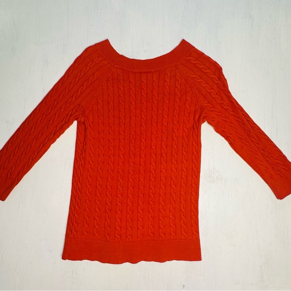 LOFT Burnt Orange Cable Knit Cotton Sweater – Medium - Picture 5 of 7